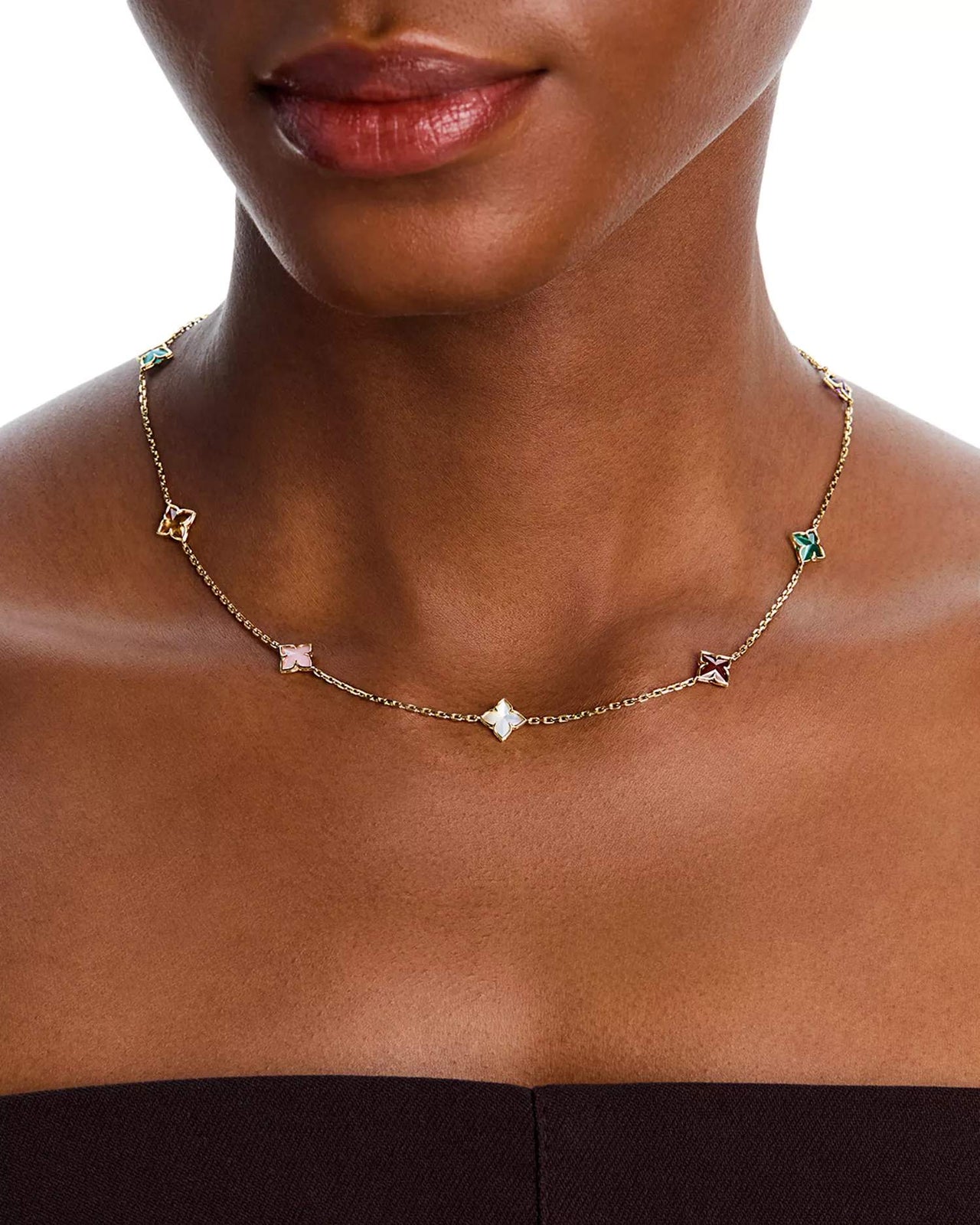 18kt Gold Roberto Coin Venetian Princess Multi-Color Gemstone Necklace