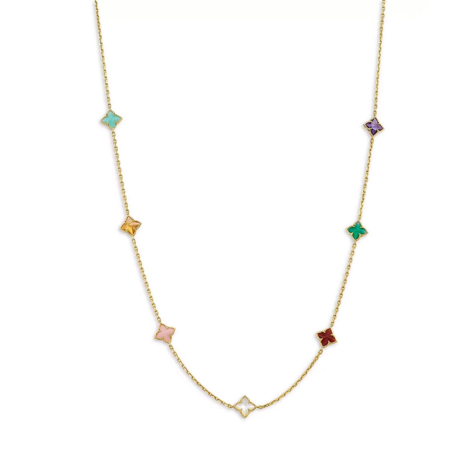 18kt Gold Roberto Coin Venetian Princess Multi-Color Gemstone Necklace