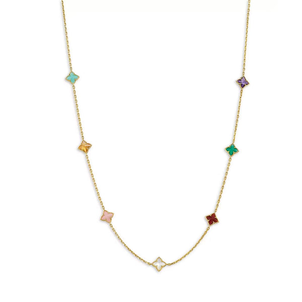 18kt Gold Roberto Coin Venetian Princess Multi-Color Gemstone Necklace