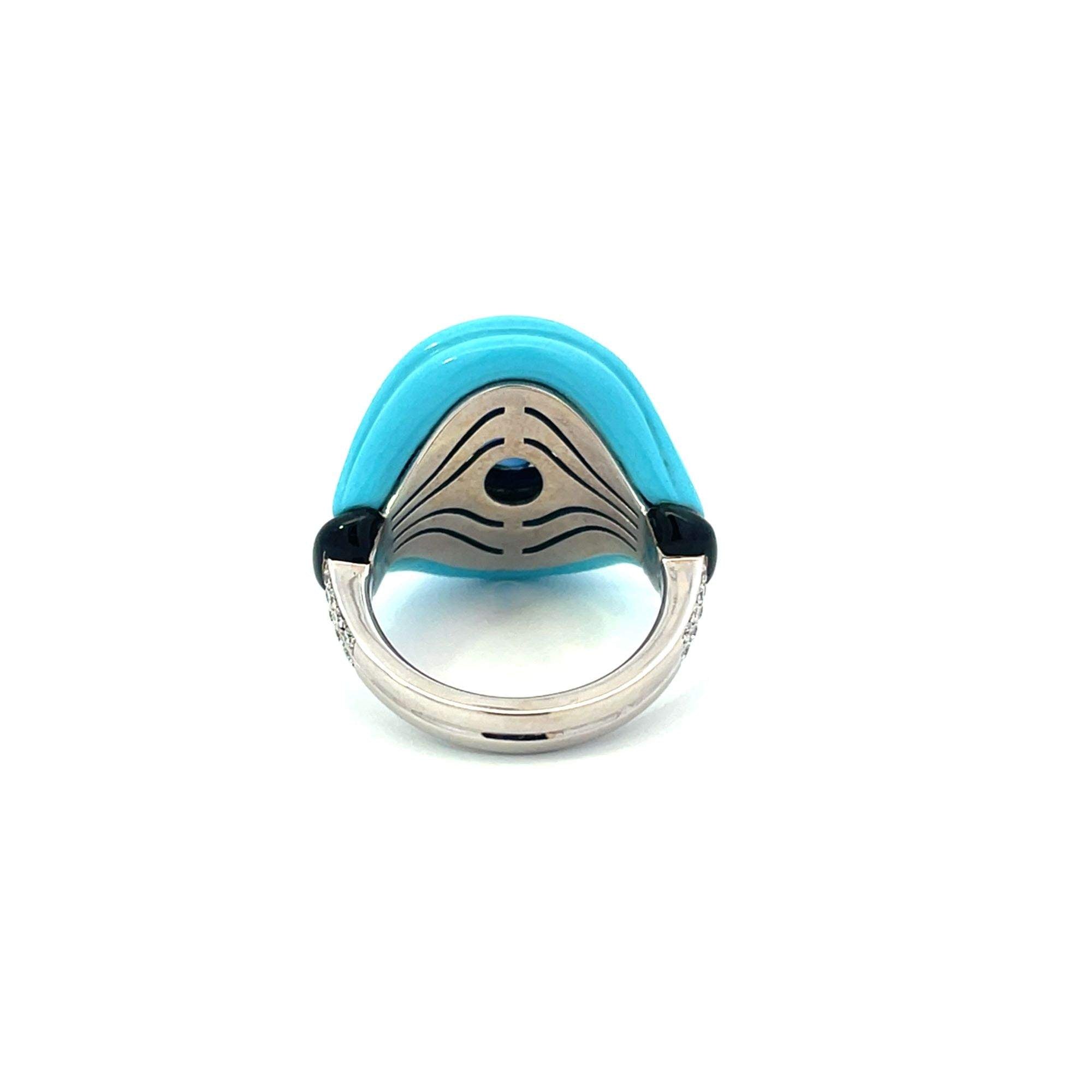 18kt Gold Andreoli Turquoise & Sapphire RIng Provident Jewelery