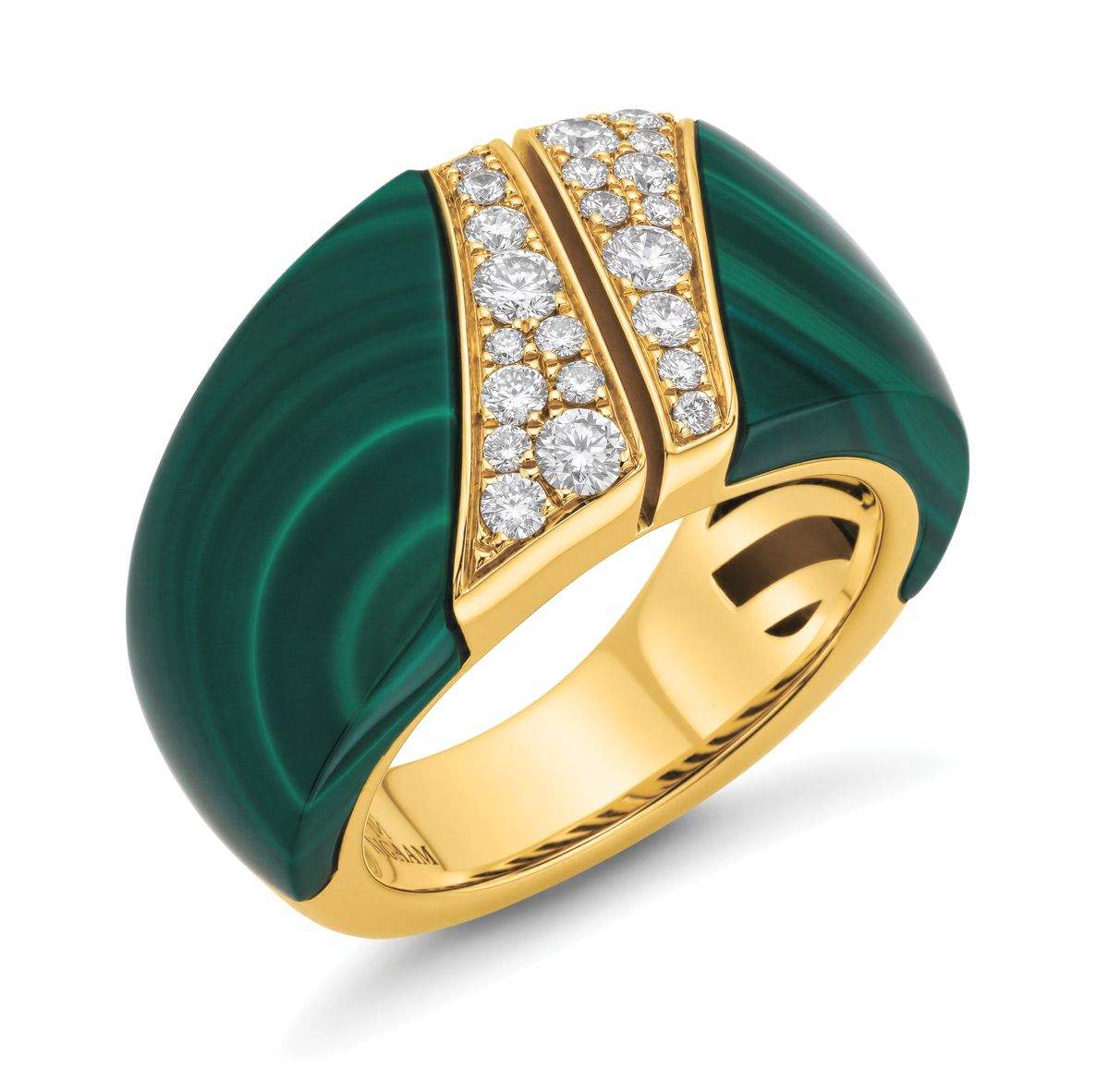 18kt Gold Andreoli Malachite And Diamond Ring