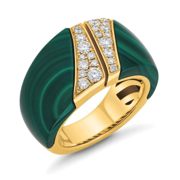 18kt Gold Andreoli Malachite And Diamond Ring
