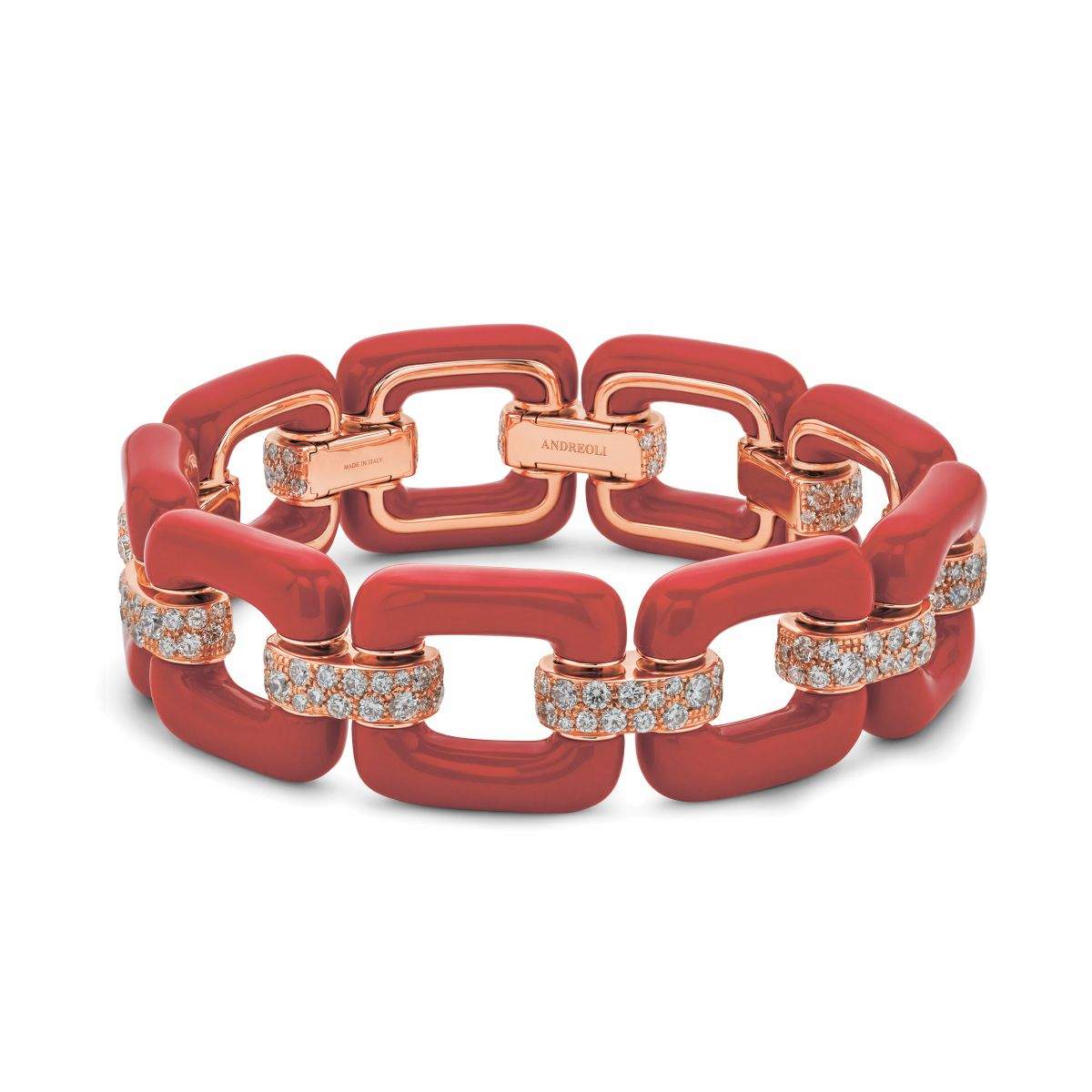 18kt Gold Andreoli Coral & Diamond Bracelet