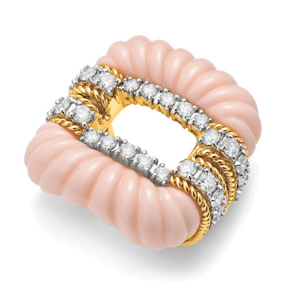 18kt Gold Andreoli Pink Opal And Diamond Ring