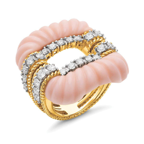 18kt Gold Andreoli Pink Opal And Diamond Ring