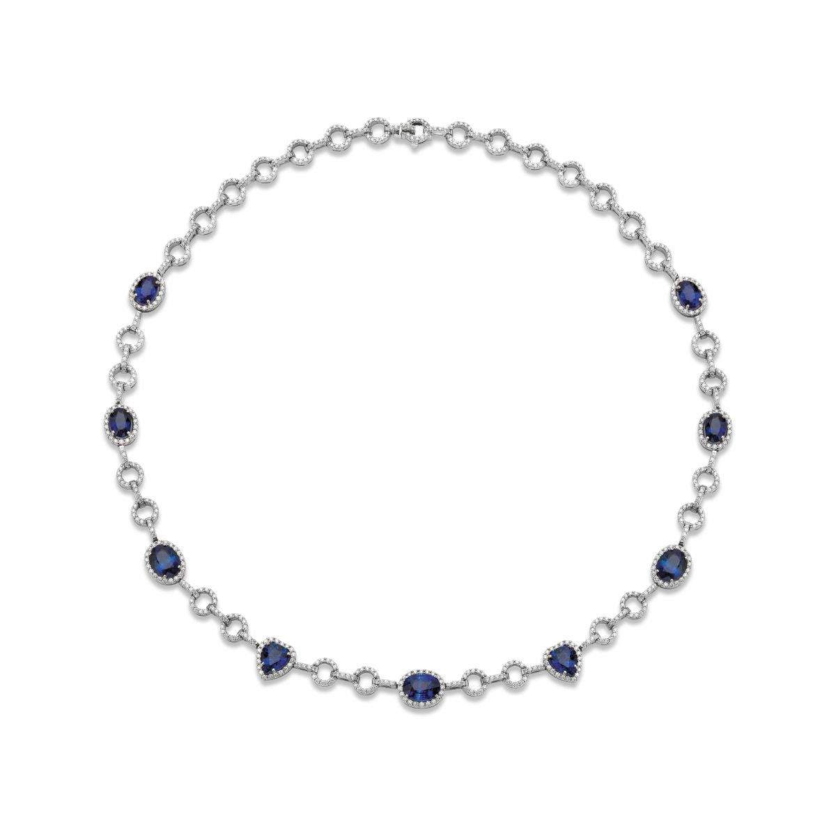 18kt Gold Sapphire & Diamond Necklace