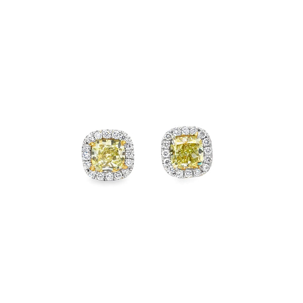 18kt Gold Yellow Diamond Stud Earrings