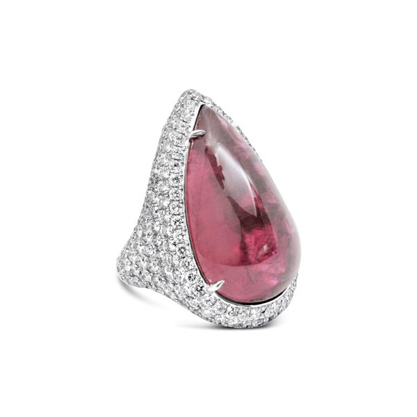 18KT WHITE GOLD TOURMALINE AND DIAMOND RING. Provident Jewelery