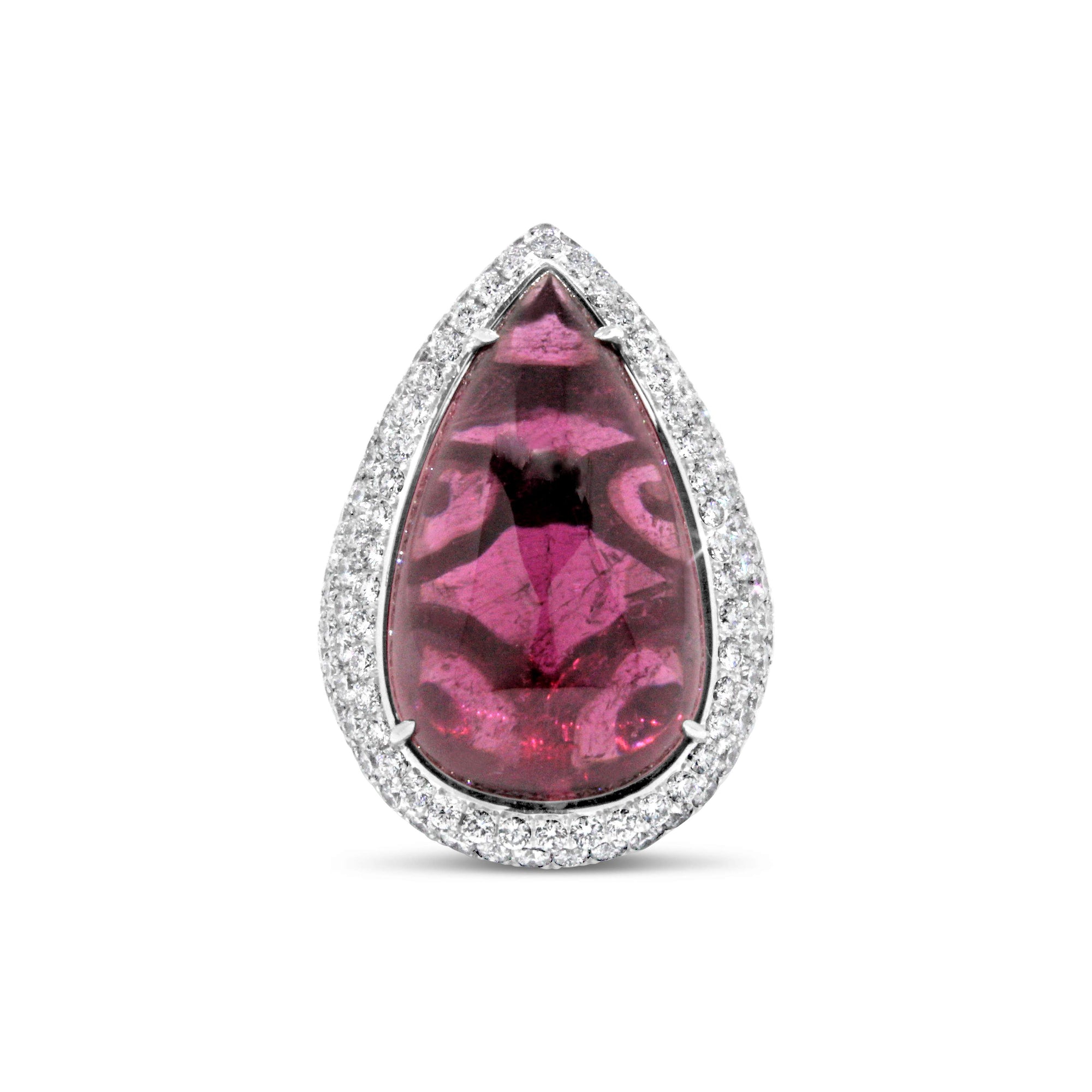18KT WHITE GOLD TOURMALINE AND DIAMOND RING.