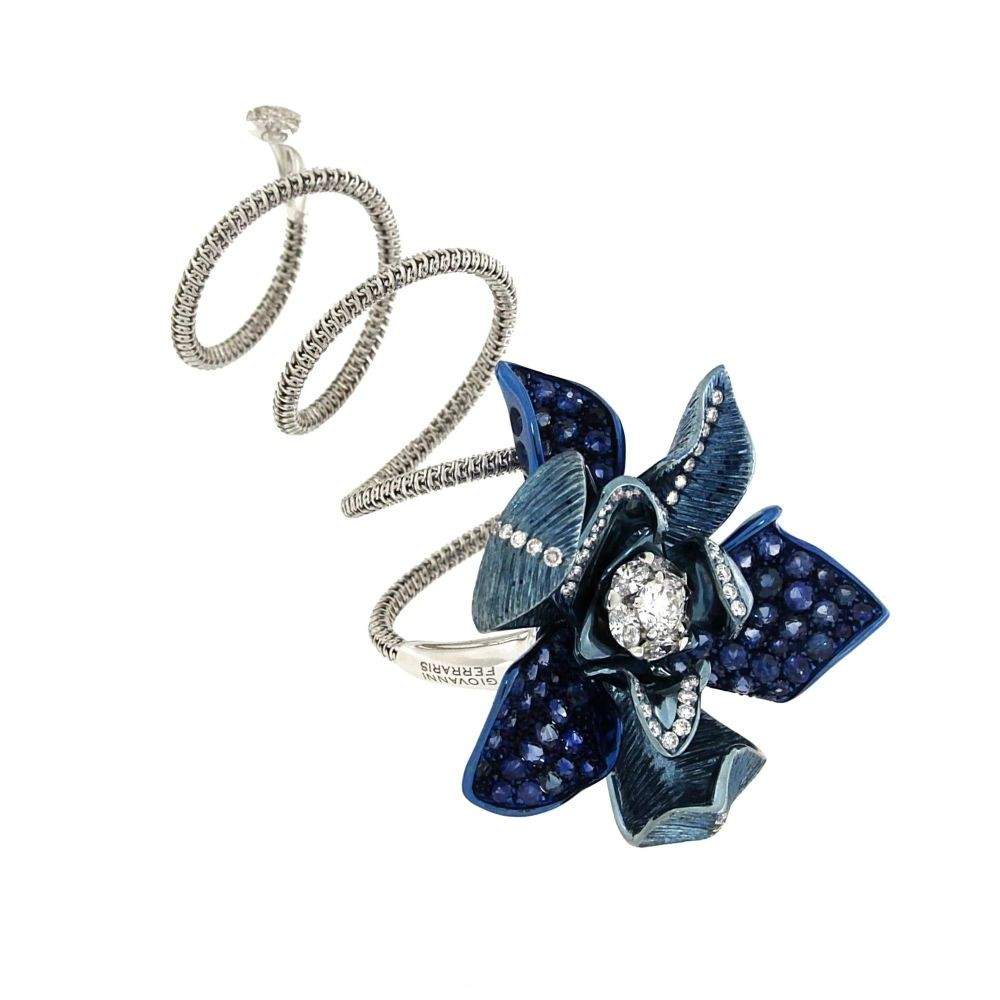 Giovanni Ferraris Sapphire & Diamond Flower Wrap Ring