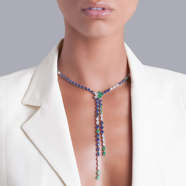 18kt Gold Gismondi Emerald & Sapphire Necklace