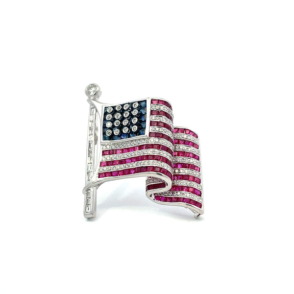 18kt Gold American Flag Pin