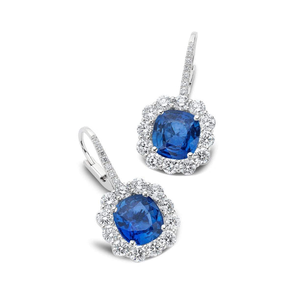 Platinum Sapphire And Diamond Earrings