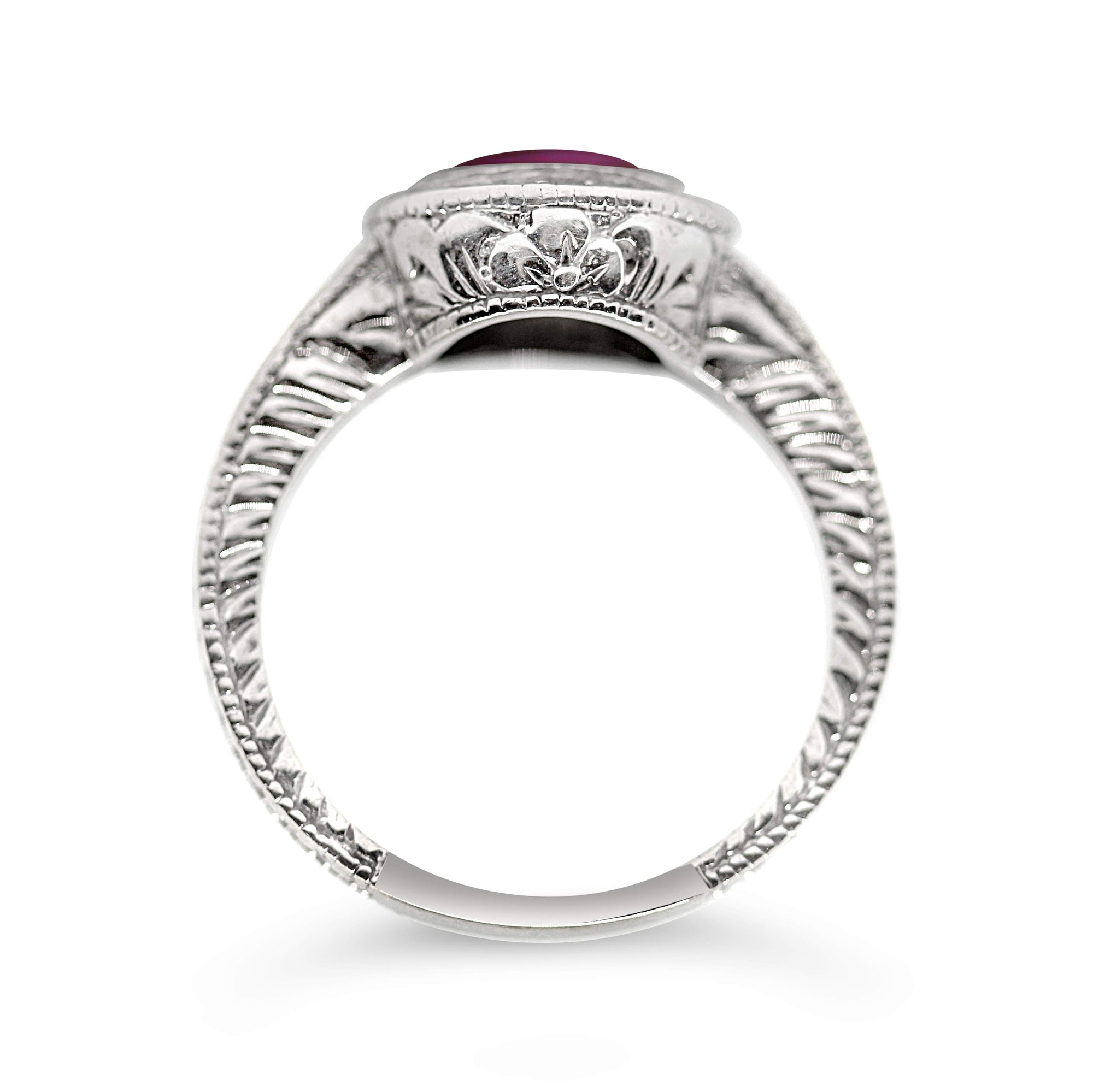 14KT WHITE GOLD PINK SAPPHIRE AND DIAMOND RING
