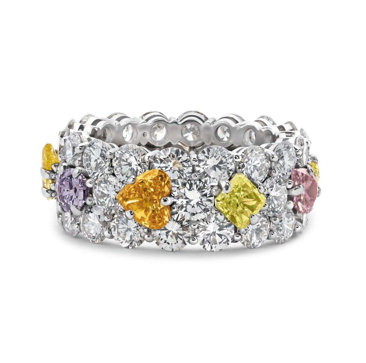 Platinum Multi-Color Diamond Band