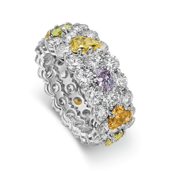 Platinum Multi-Color Diamond Band