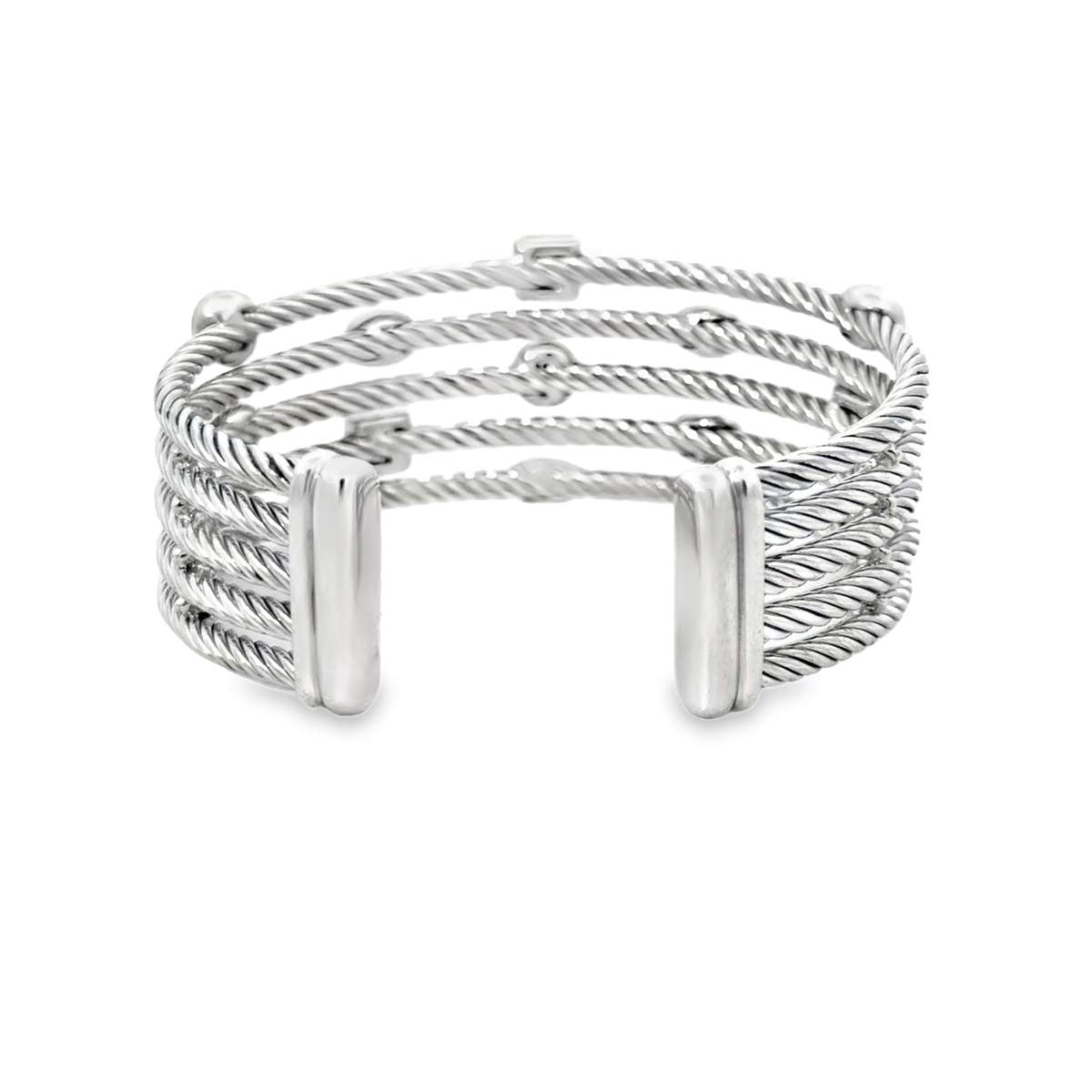 Sterling Silver David Yurman Diamond Bangle
