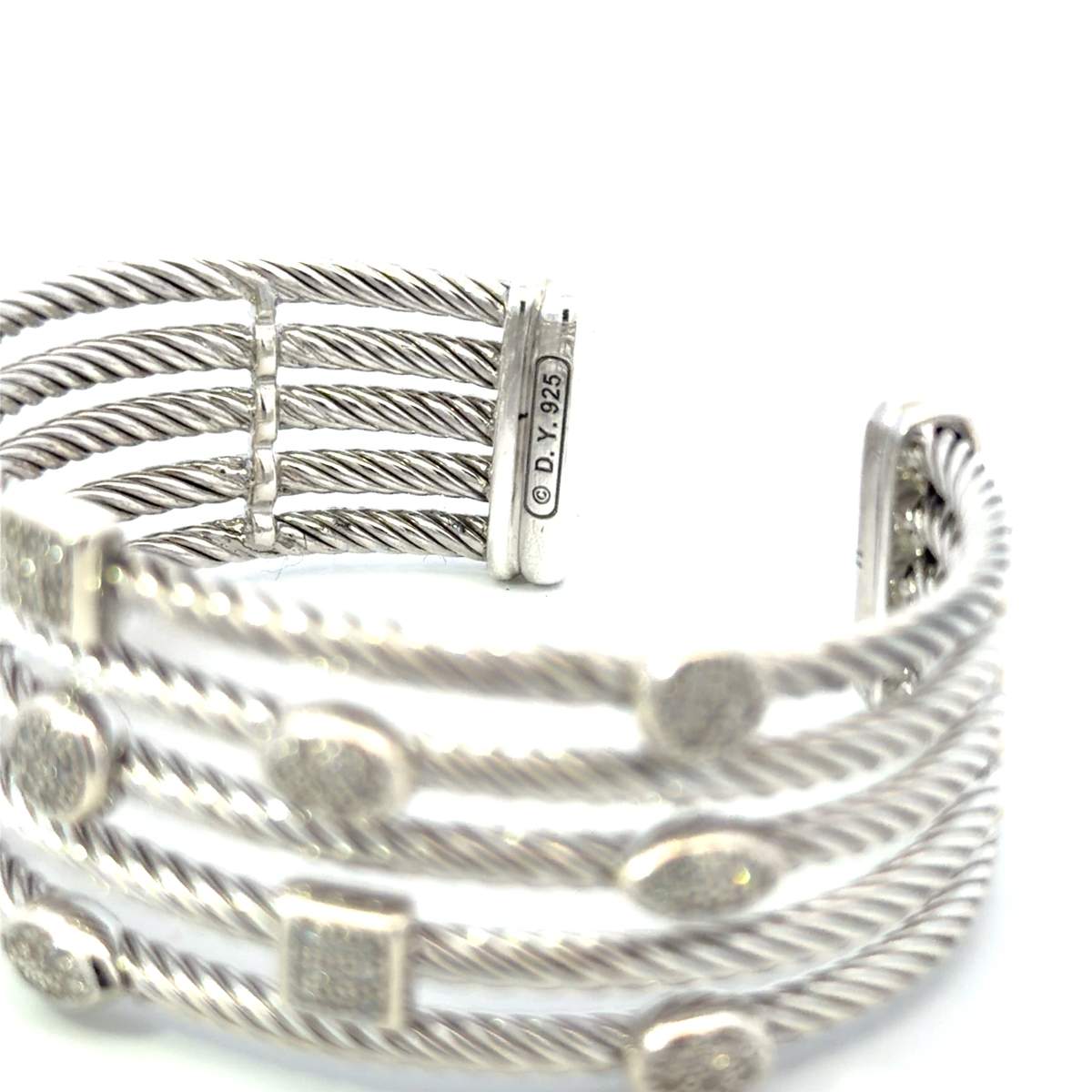 Sterling Silver David Yurman Diamond Bangle