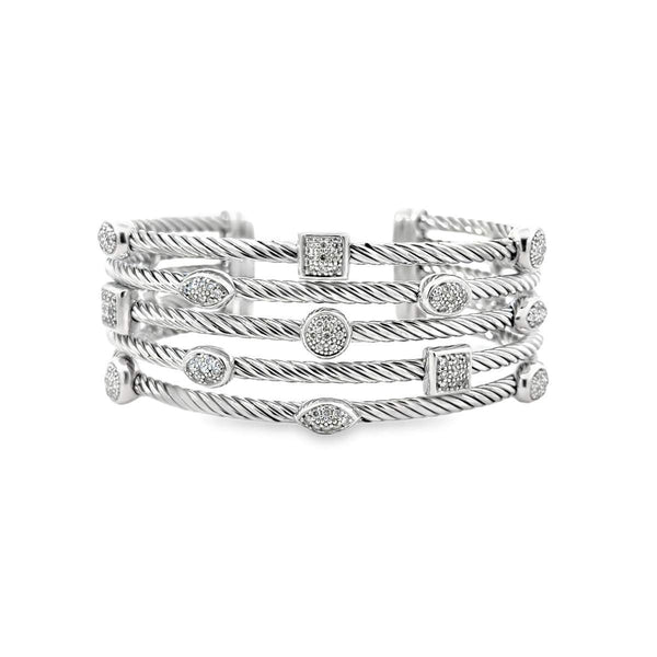 Sterling Silver David Yurman Diamond Bangle