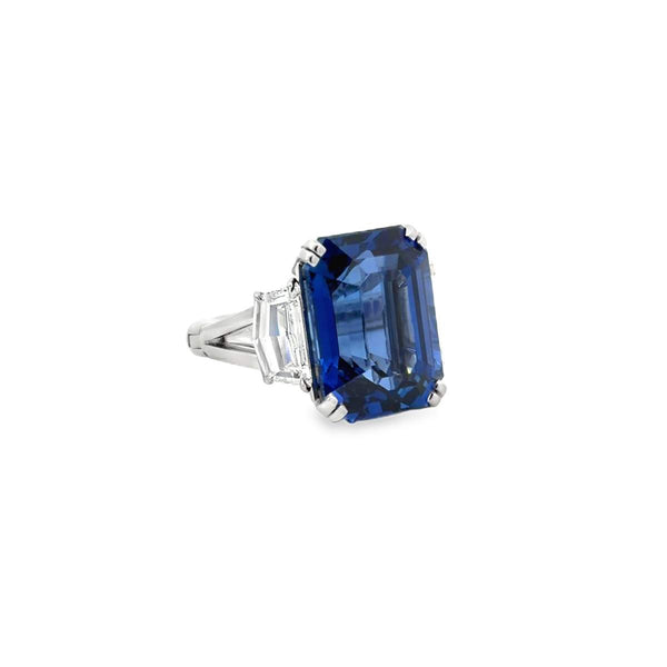 Ladies Platinum Sapphire & Diamond Ring