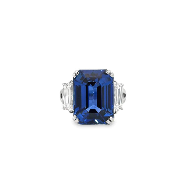Ladies Platinum Sapphire & Diamond Ring