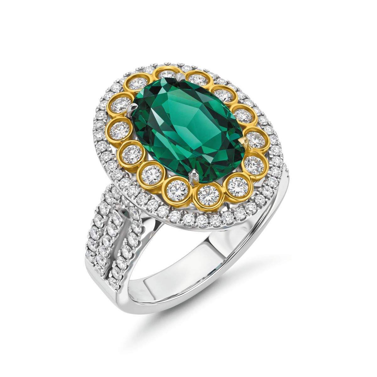 18kt Gold Emerald & Diamond Ring