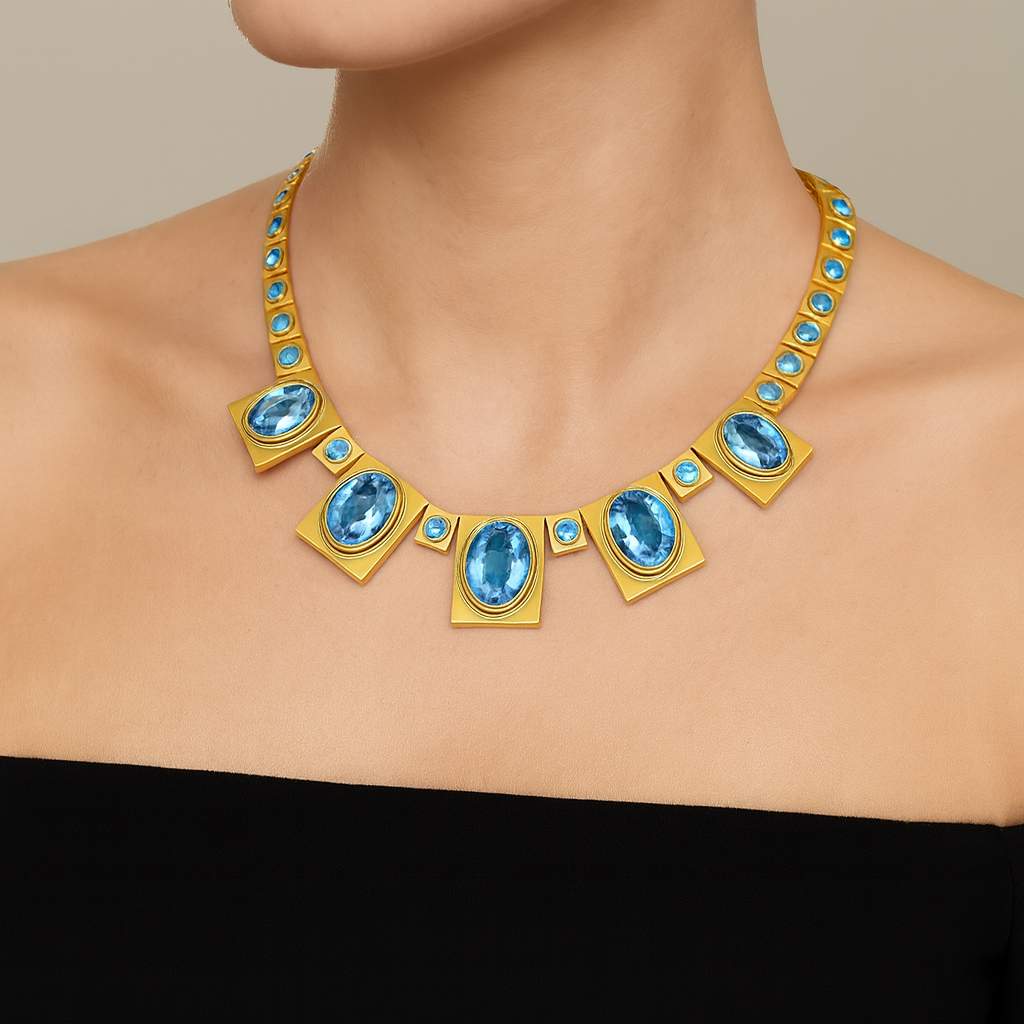 18kt Gold Burle Marx Topaz And Aqua Necklace Provident Jewelery