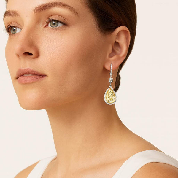 18kt Gold Yellow Diamond Dangle Earrings