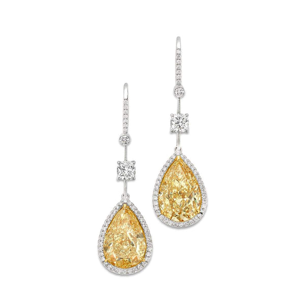18kt Gold Yellow Diamond Dangle Earrings