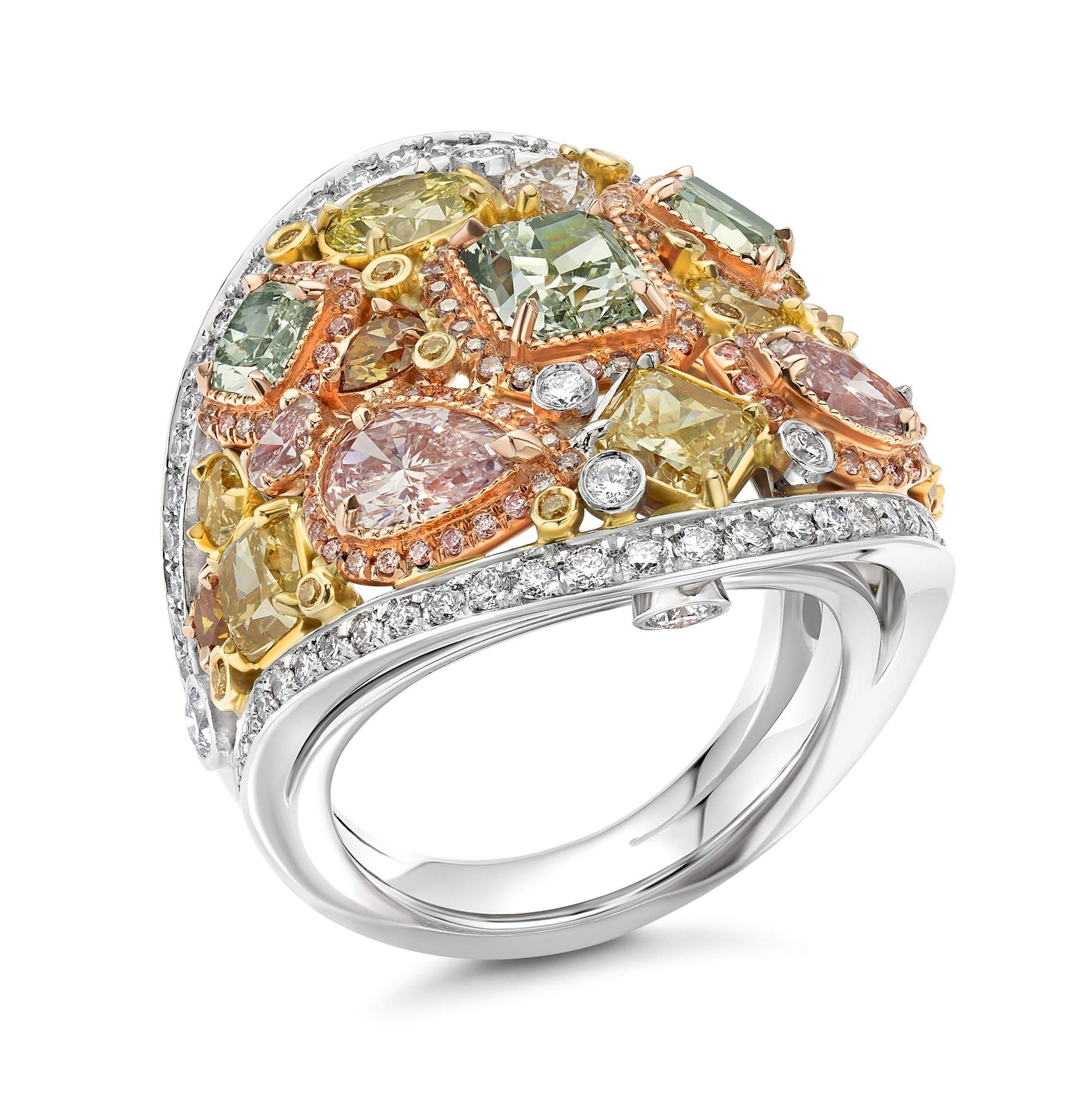 Platinum Multi-Colored Diamond Ring