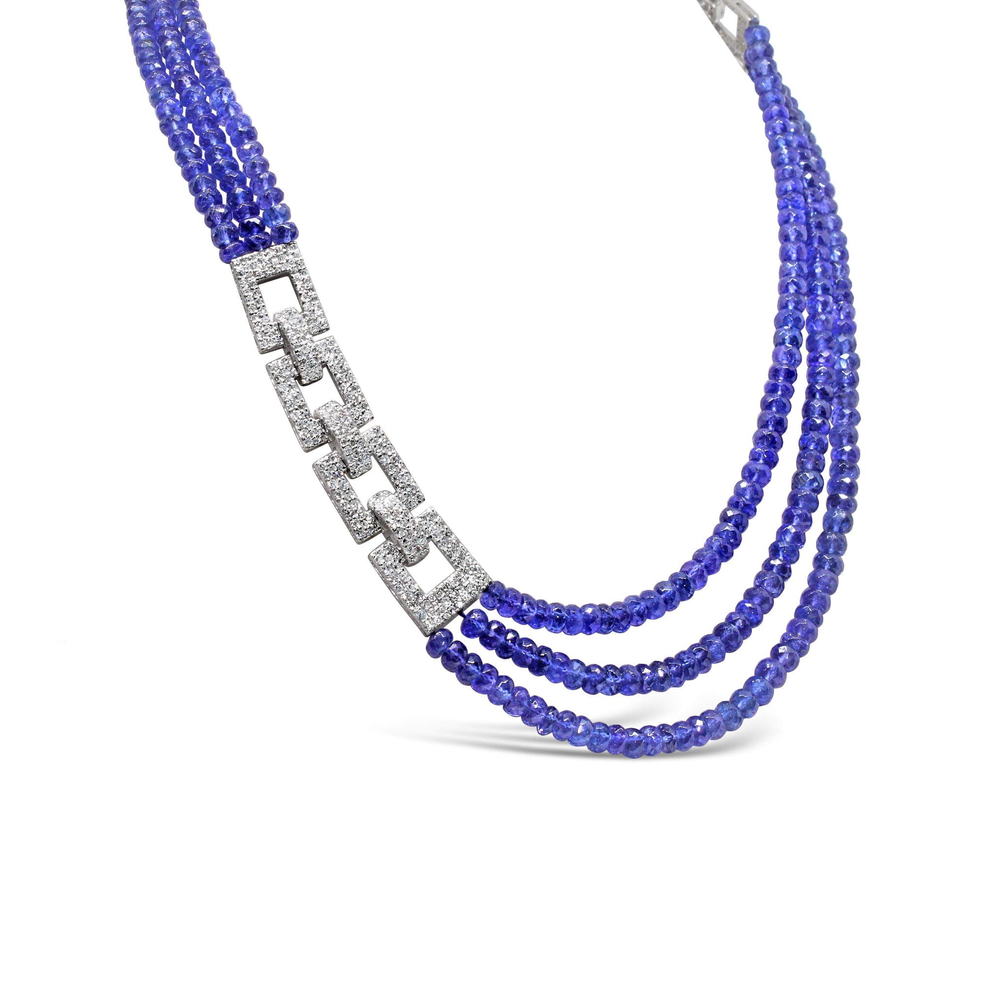 18KT WHITE GOLD TANZANITE AND DIAMOND NECKLACE Provident Jewelery