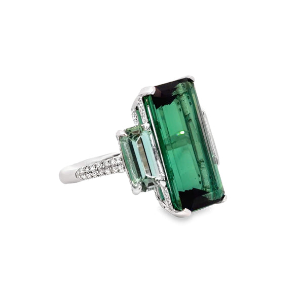 18kt Gold Tourmaline And Diamond Ring