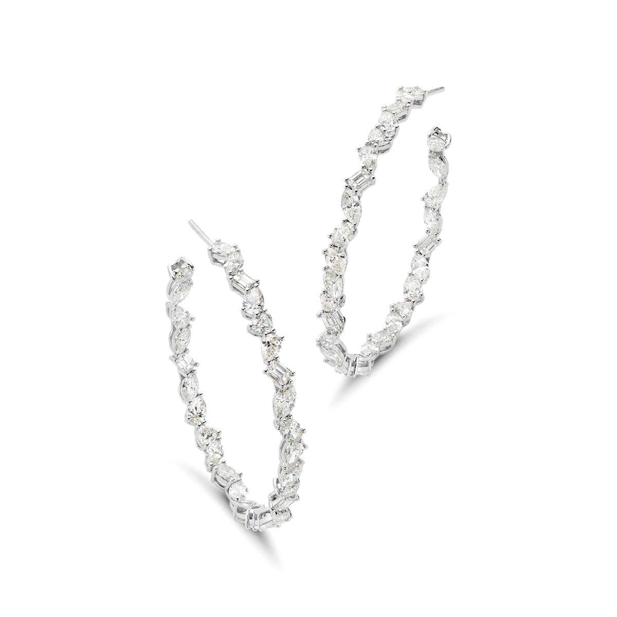 14kt Gold Diamond Hoop Earrings