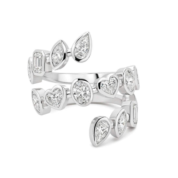 14kt Gold Multi-Shaped Diamond Bypass Ring