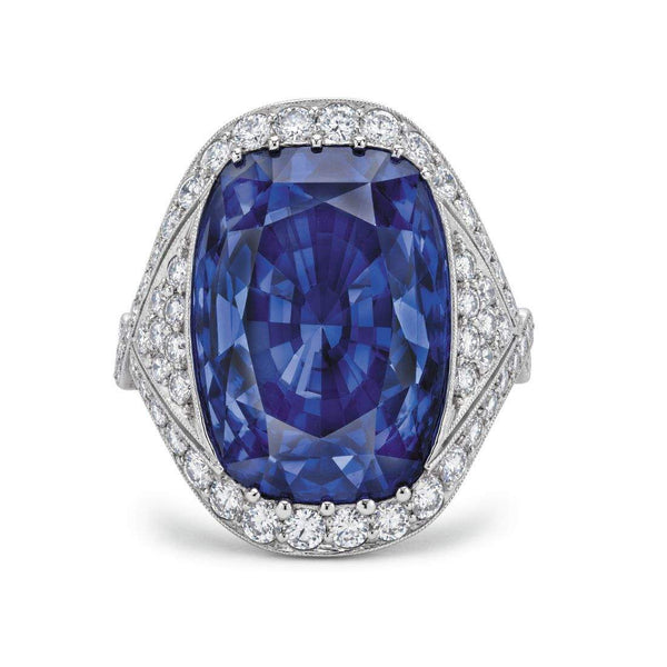Ladies Platinum Sapphire & Diamond Ring