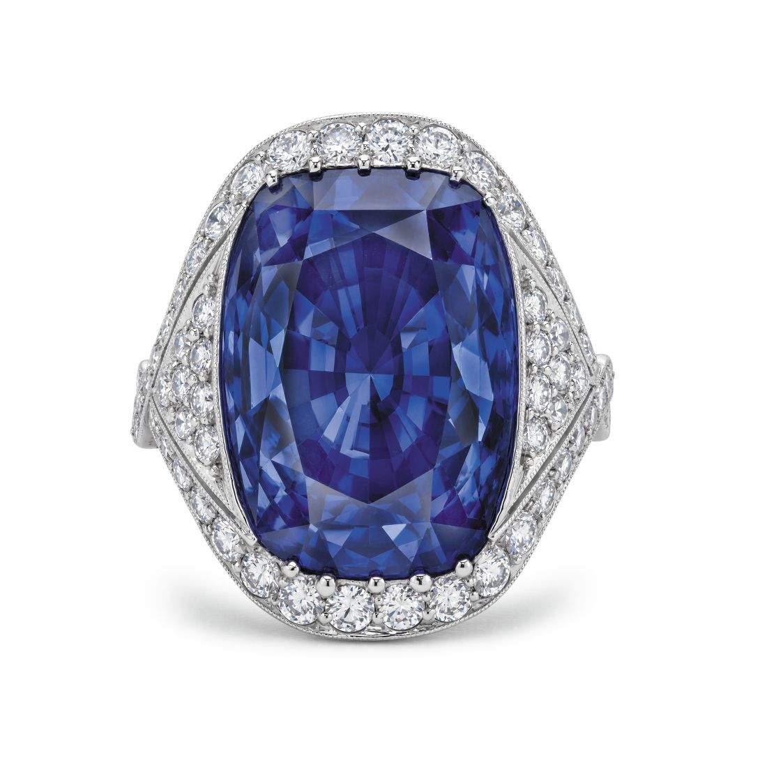Ladies Platinum Sapphire & Diamond Ring