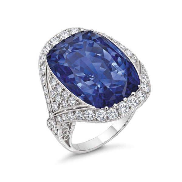 Ladies Platinum Sapphire & Diamond Ring