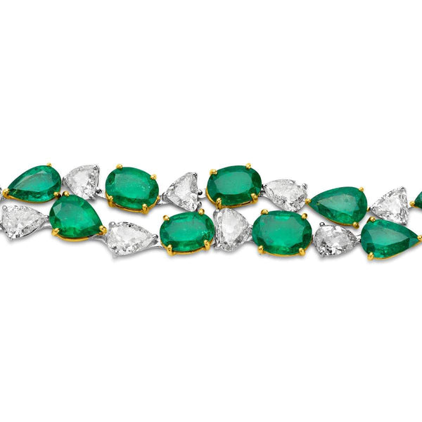 18kt Gold Emerald And Diamond Bracelet
