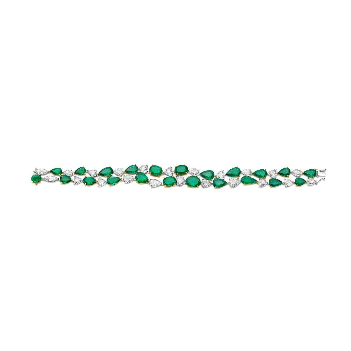 18kt Gold Emerald And Diamond Bracelet