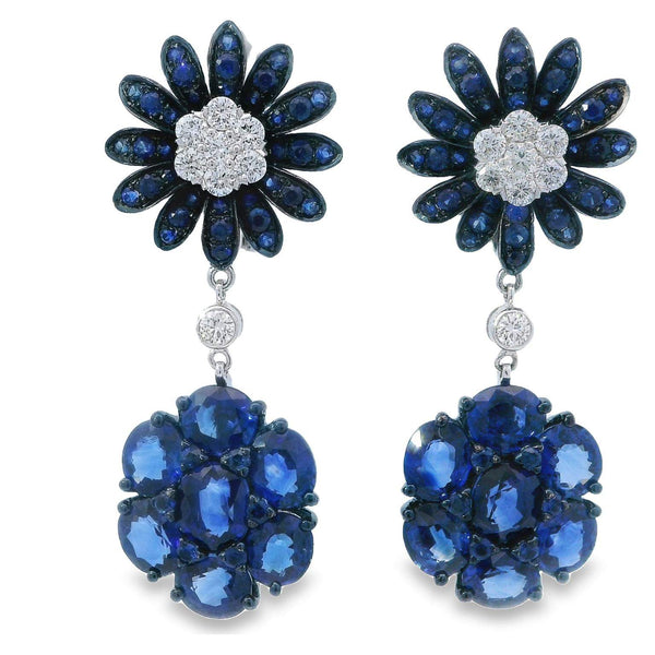 Sapphire & Diamond Flower Earrings