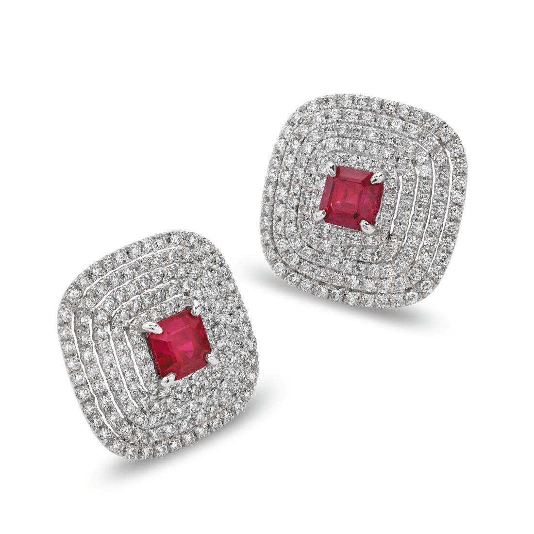 18kt Gold Ruby & Diamond Earrings