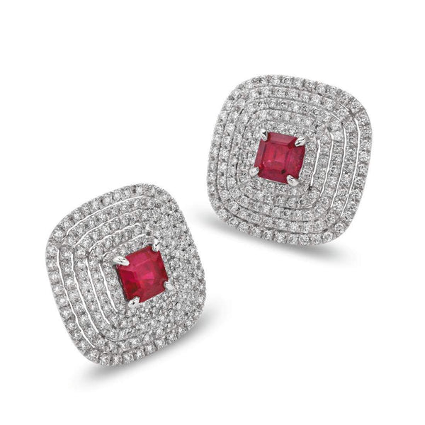 18kt Gold Ruby & Diamond Earrings