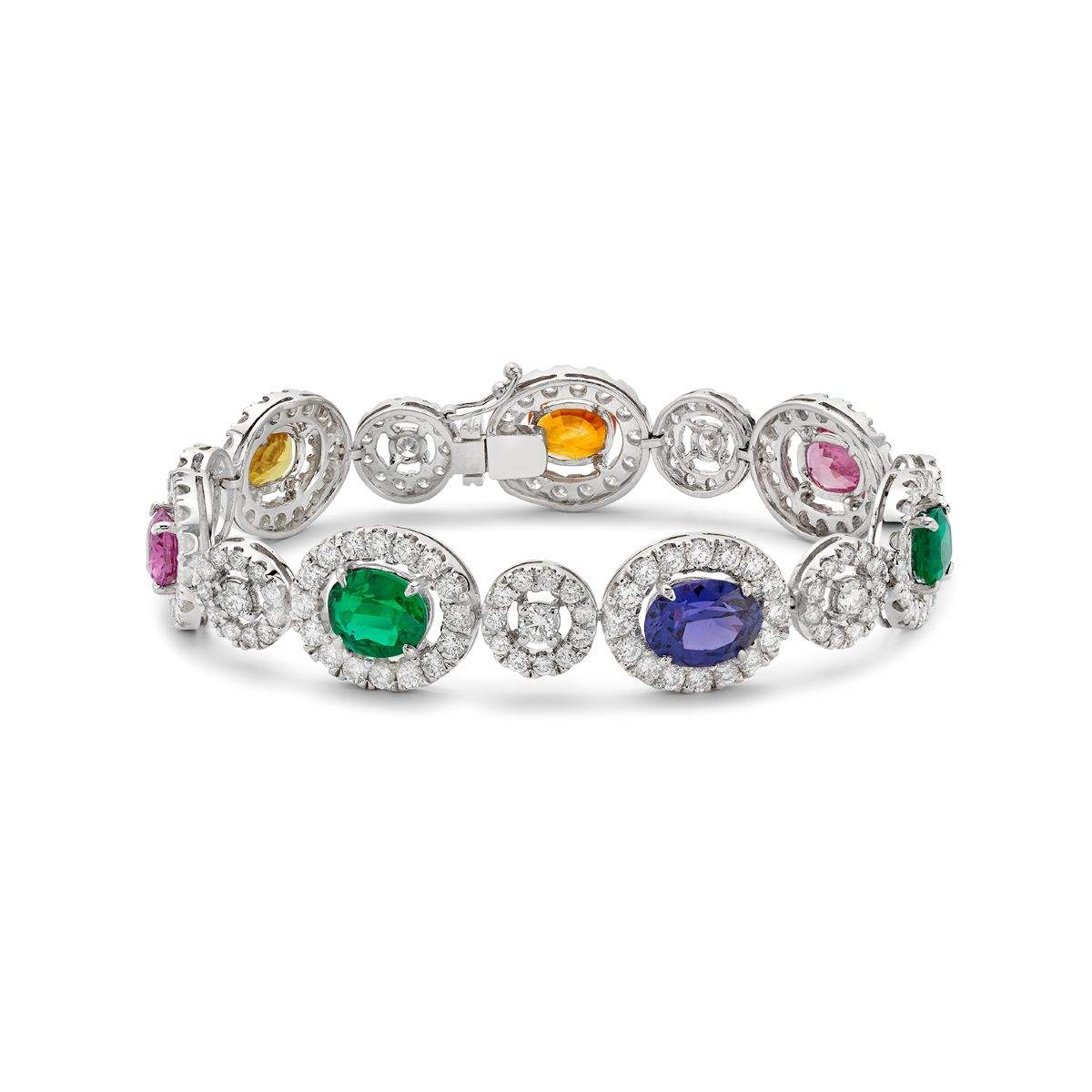18kt Gold Multi-Color Sapphire Bracelet