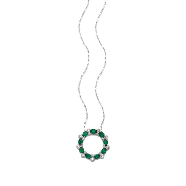 14kt Gold Emerald & Diamond Circle Pendant