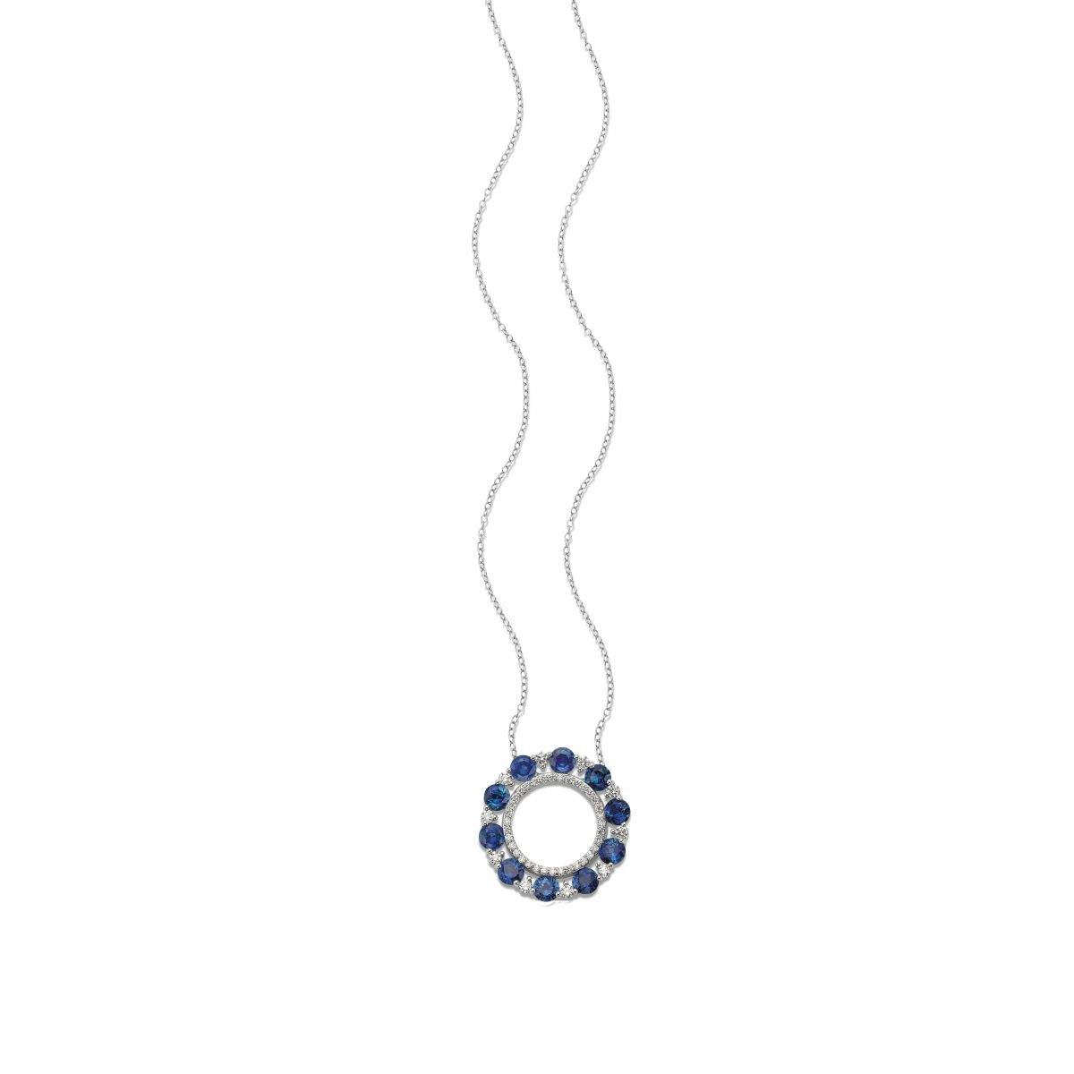 14kt Gold Sapphire & Diamond Circle Pendant