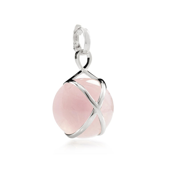 Prisma Rose Quartz Large Pendant- 18K White Gold - Provident Jewelry