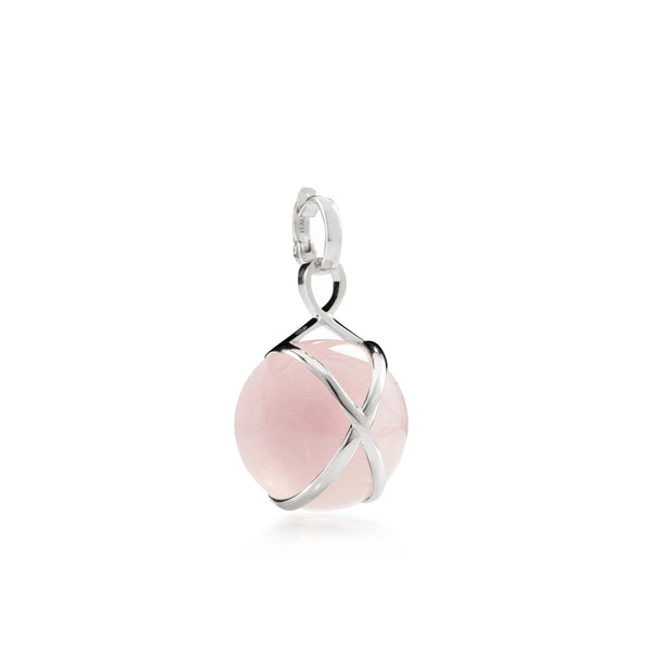 Prisma Rose Quartz Medium Pendant- 18K White Gold - Provident Jewelry