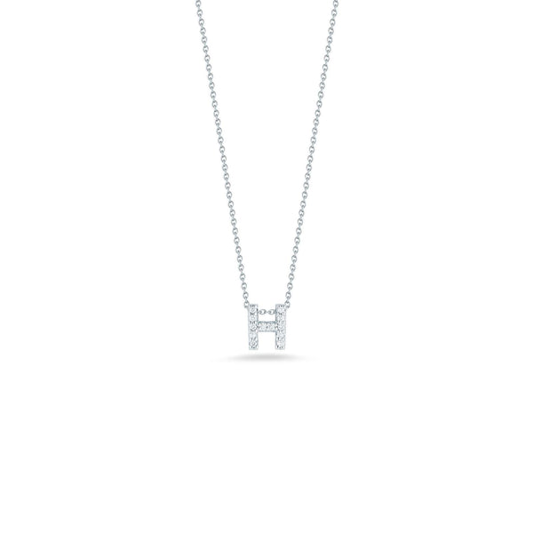 18KT WG ROBERTO COIN LOVE LETTER "H" INITIAL NECKLACE