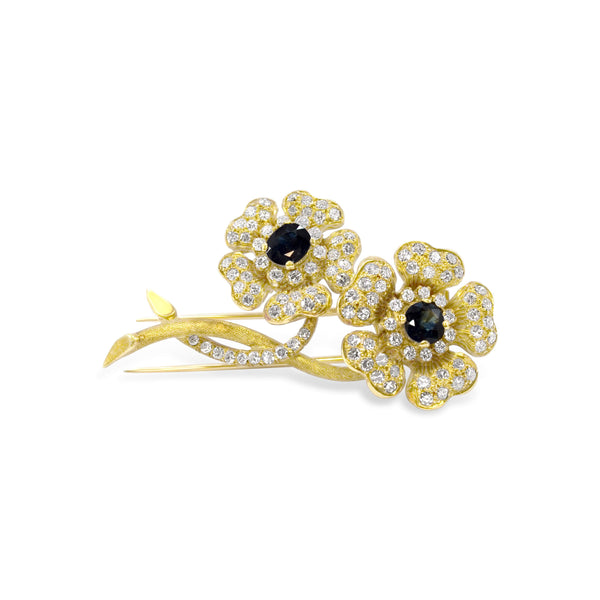 SAPPHIRE AND DIAMOND PIN