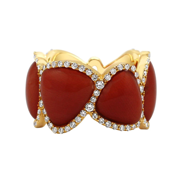 CORAL AND DIAMOND RING